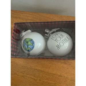 Rae Dunn LOVE YOUR MOTHER / EARTH Ornament  Set